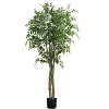 PAGED Artificial Ficus Trees with Pot, Artificial Tree with Natural Wood Trunk, Indoor Outdoor Fake Plant, Home and Office Decoration for Foyer, Porch - 3 of 4