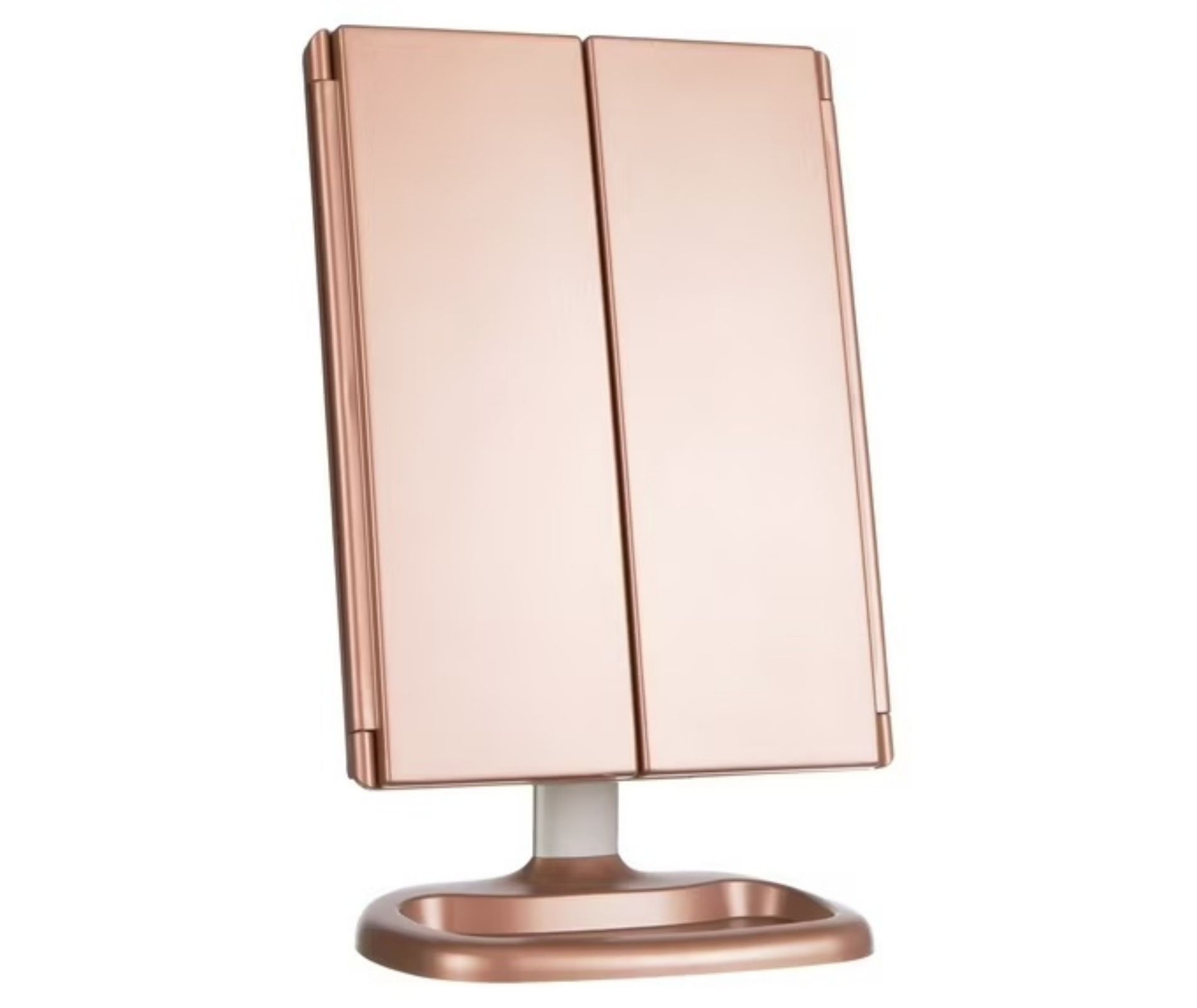 Lighted Makeup Vanity Mirror with 22 LED Lights, Trifold Design, 1X 2X 3X 10X Magnification, Gold