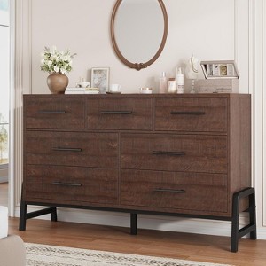 Dresser 7 Drawer Dresser for Bedroom,Modern Dresser with Legs,Long Double Wooden Dresser Large Chest of Drawers for Living Room,Entryway,Hallway - 1 of 4