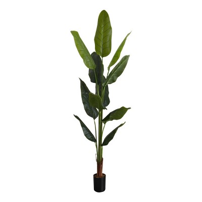 GlasFlength Artificial Plants Artificial Rubber Tree Artificial Strelitzia Tree Faux Plants for Indoor Home Decor, Green, 27.5"*25.5"*59"