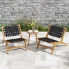 Tangkula Teak Wooden Chair w/ Woven Webbing Seat & Backrest for Patio Mid Century Modern - 3 of 4