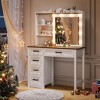 Sevobal Vanity Tables with 3 Levels of Open Storage Shelves Farmhouse Vanity with Sliding Mirror Hidden Storage for Bedroom, Multicolored - 2 of 4