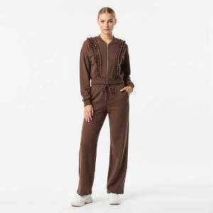 Cherie Code Women’s Two‑Piece Active Lounge Set – Zip‑Front Crop Jacket & Wide‑Leg Pant - 1 of 3