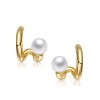 Guili Sophisticated Sterling Silver 14K Gold-Plated Scrolling Ribbon Freshwater Pearl Earrings – Elegant and Contemporary Design - 2 of 2