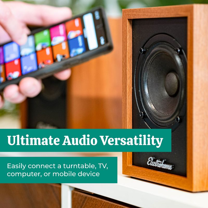 Electrohome Huntley Powered Bookshelf Speakers with Built-in Amplifier, 3" Drivers, Bluetooth 5, RCA/Aux, 3 of 10