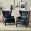 Wallace Genuine Leather Armchair with Nailhead Trims and Solid Wood Legs丨HULALA HOME-NAVY - 4 of 4