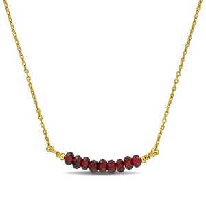 EVERLY JEWELRY | Yellow Plated Sterling Silver 7/8ct TGW Garnet Bead Bar Necklace, 16.5 inc + 2 inc - 1 of 4