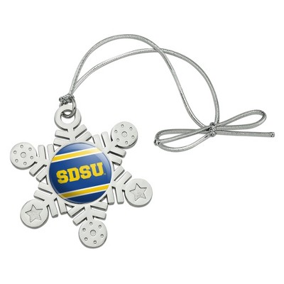 South Dakota State University Stripes Metal Snowflake Christmas Tree Holiday Ornament