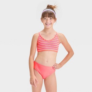 Girls' Caribbean Cutie Bikini Set - art class™ Coral Pink - 1 of 3