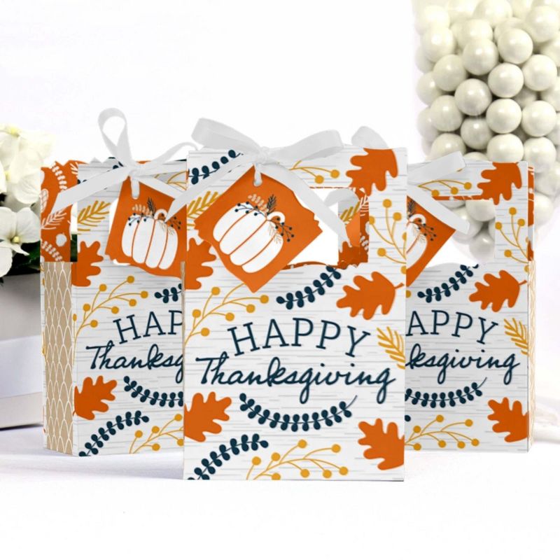 Big Dot of Happiness Happy Thanksgiving - Fall Harvest Party Favor Boxes - Set of 12, 4 of 8
