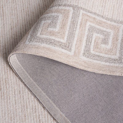 Handmade Tufted Square Brown and Ivory Wool Area Rug