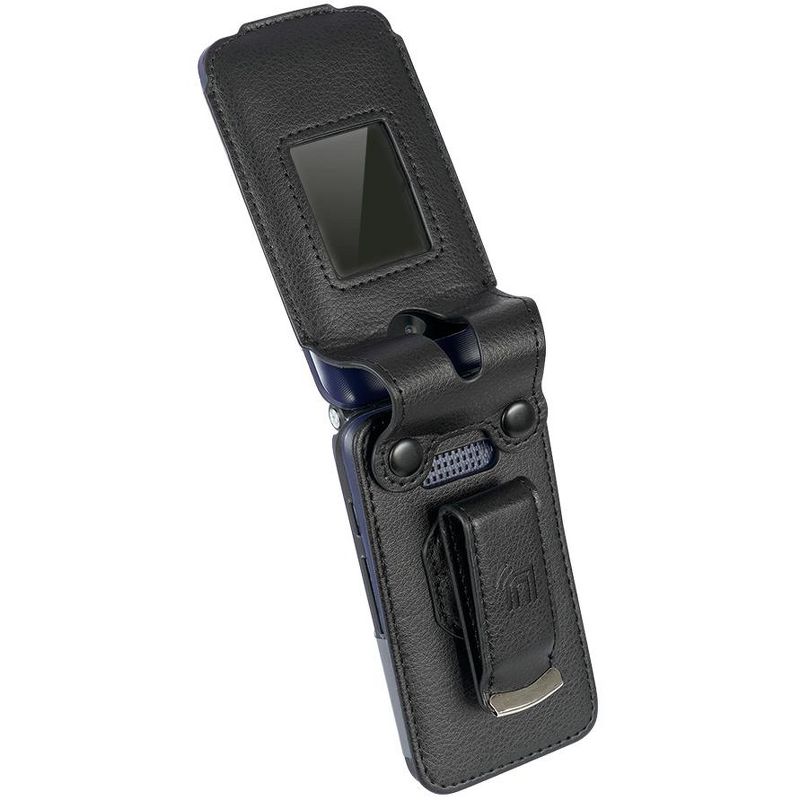 Nakedcellphone Case for AT&T Cingular Flex 2 / Cricket Debut Flex / Tracfone BLU Flex Flip Phone - Vegan Leather with Belt Clip - Black, 4 of 9