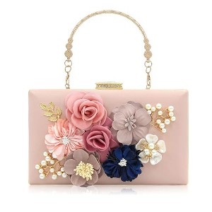 Generic Evening Bag for Women, Flower Wedding Evening Clutch Purse Bride Floral Clutch Bag (Light Pink) - 1 of 4