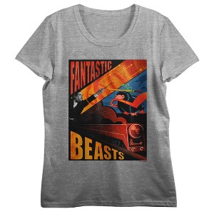 Fantastic Beasts Secrets Of Dumbledore Poster Art Crew Neck Short Sleeve Gray Heather Women's T-shirt - 1 of 2