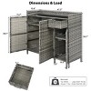 Wicker Outdoor Storage Cabinet,Table With Tempered Glass Tabletop And Drawer,Adjustable Shelf,Indoor Outdoor Bar Height Table-Coolbibila - 4 of 4