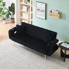 ATJafurn The Straight-Row Corduroy Sofa with Throw Pillows, Featuring a Minimalist Style for Living Room and Study - 2 of 4