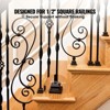 VEVOR Aluminum Alloy Baluster Shoes Stair Flat Shoe with Screw Holes for 1/2 Inch Scroll Basket Twist Knuckle Staircase Balusters, Black (50 Pcs) - 3 of 4