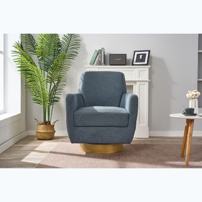 NicBex 360 Degrees Swivel Armchair, Accent Chair with Breathable Cotton Linen Fabric, Ergonomic Comfy Chair for living Room & Bedroom