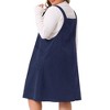 Women's Plus Size Corduroy Adjustable Strap Pleated Midi Casual Overall Pinafore Dress with Pockets - Agnes Orinda - 4 of 4