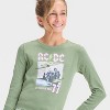 Girls' ACDC Long Sleeve Fitted Graphic T-Shirt - art class™ Green - 2 of 4