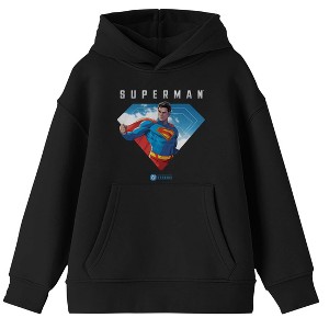 Superman Movie 2025 Superhero, Man of Steel, DC Comics, Superpowers, Crypto, S, Diamond Shape on Black Youth Hoodie - 1 of 4