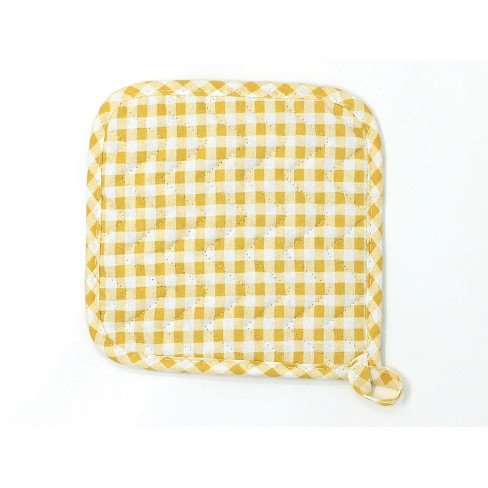 Food52 Gingham Linen Pot Holders, Set of 2 - Olive