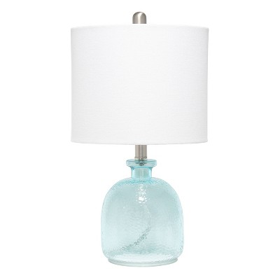 Mercury Hammered Glass Jar Table Lamp with Linen Shade Blue - Lalia Home
