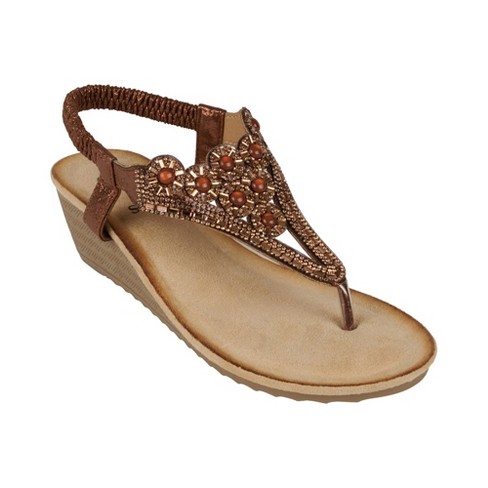 Gc Shoes Chloe Bronze 7.5 Embellished Slingback Wedge Sandals : Target