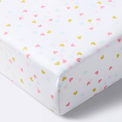 Fitted Crib Sheet Hearts - Cloud Island™ White