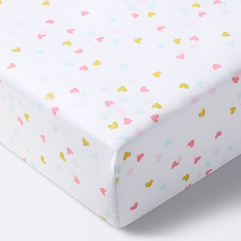 Fitted Crib Sheet Hearts - Cloud Island&#8482; White, 1 of 9