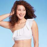 Women's Eyelet Ruffle One Shoulder Bikini Top - Kona Sol™ White 