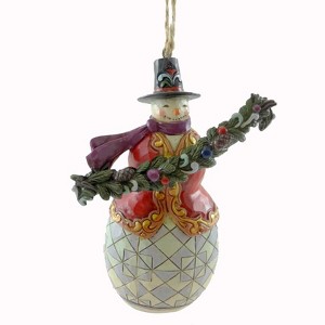 Jim Shore 4.5 Inch Snowman Holding Evergreen Christmas Tree Ornaments - 1 of 2