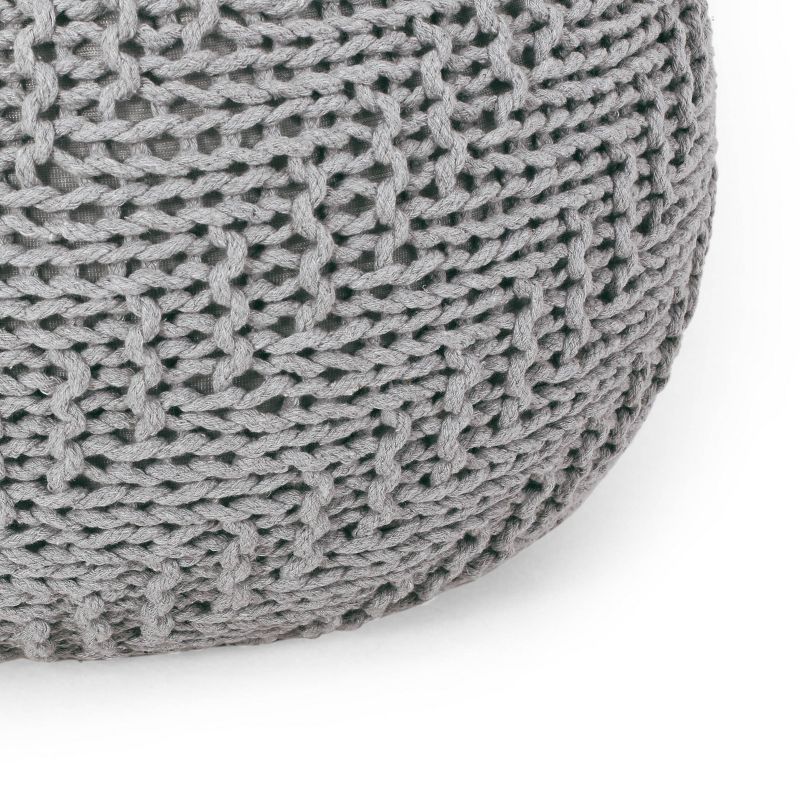 Hershel Modern Knitted Cotton Round Pouf - Christopher Knight Home, 5 of 9