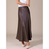 INSPIRE CHIC Women's Satin High Waisted Elastic Waistband Casual Flowy Elegant Maxi Skirt - 3 of 4