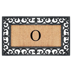 A1HC Natural Rubber & Coir 18x30, Monogrammed Doormat For Outdoor Entrance, Anti-Shed Treated Mat - 1 of 4