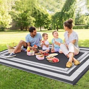 Washable Camping Rug for Patio Easy-Clean Stain-Resistant Plastic Carpet - 1 of 4
