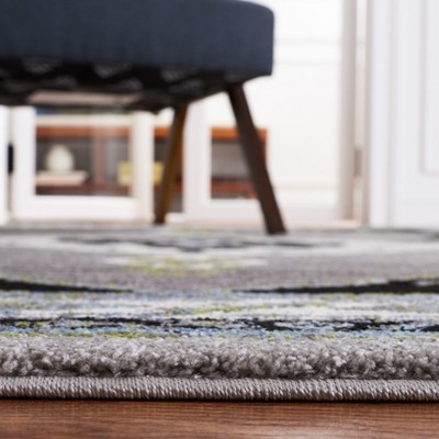 Elegant Gray Square Synthetic Heirloom 4' x 6' Area Rug