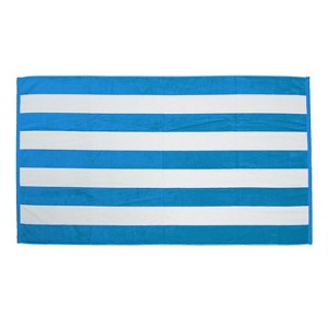 TowelSoft Premium Cabana Stripe 100% Cotton Terry Velour Beach Towel 35 inch x 60 inch - 1 of 4