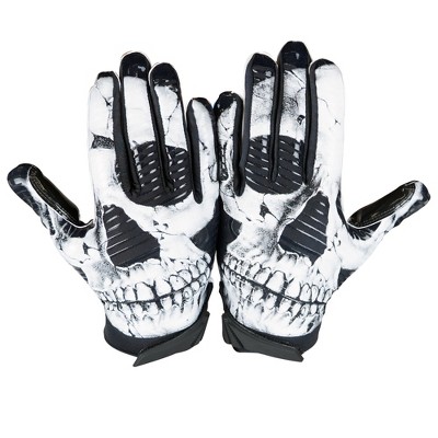 Battle Sports Skull Face Cloaked Adult Football Receiver Gloves - Black ...