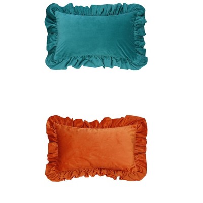 REGALWOVEN 2 Pcs Scalloped Trim Outdoor Throw Pillow Covers for Sofa Living Room Home Decor