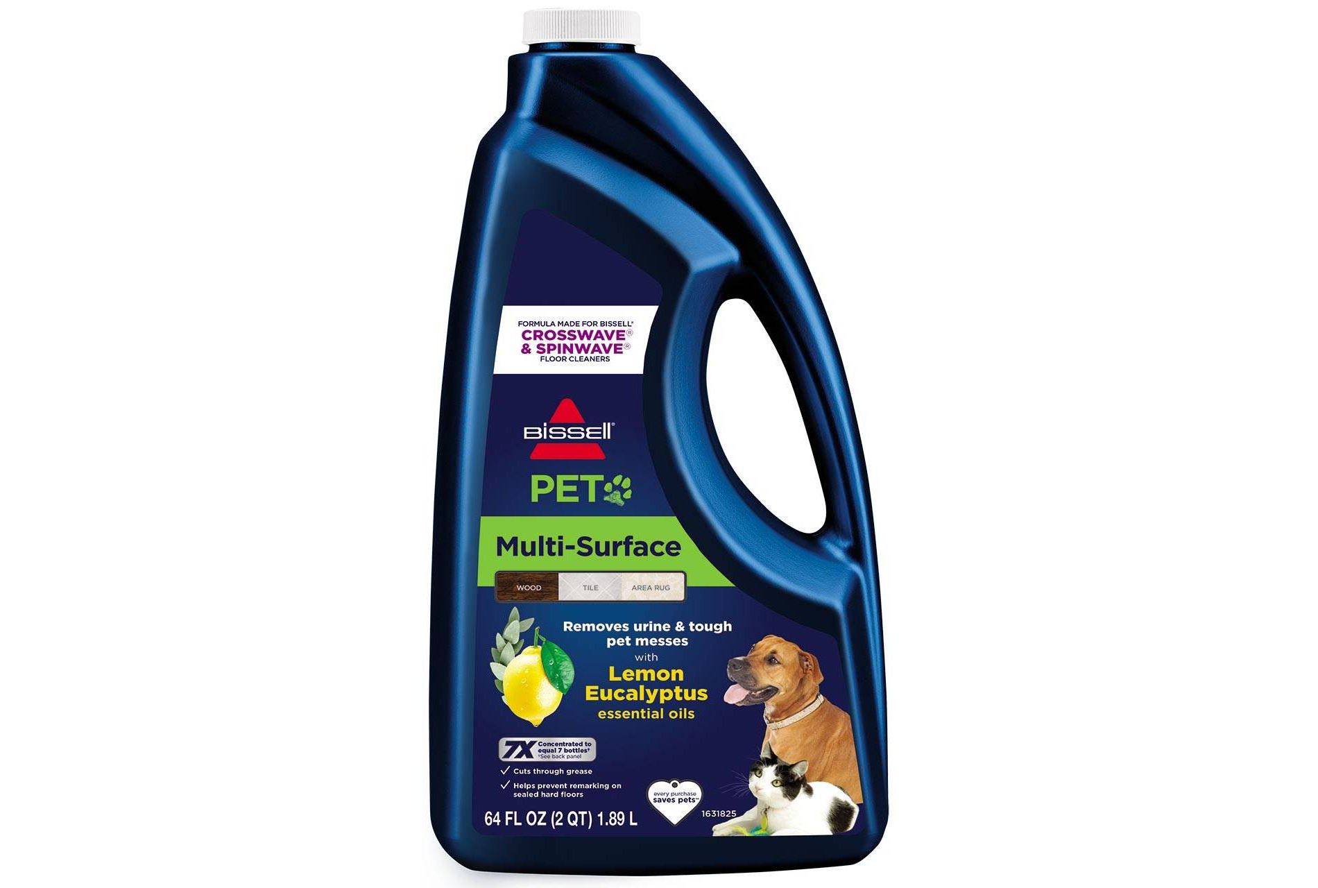 BISSELL 64oz Multi-Surface Pet with citrus - 34441: Carpet Cleaner Solution, Removes Dirt & Stains, Lemon & Eucalyptus Scent