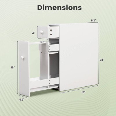 White MDF Freestanding Bathroom Cabinet with Flip Top and Pull-Out Shelves