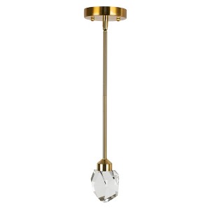 DORESshop 1-Light Gold Crystal Integrated LED Pendant Light Modern Mininalist Metal Ceiling Hanging Lightfor Livingroom Bedroom - 1 of 4