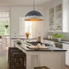 LLHZSY Industrial Hammered Dome Pendant Ceiling Light Fixture for Kitchen Island Dining Room - Antique Black and White - 15 7/10 W x 8 1/2"H - 3 of 4