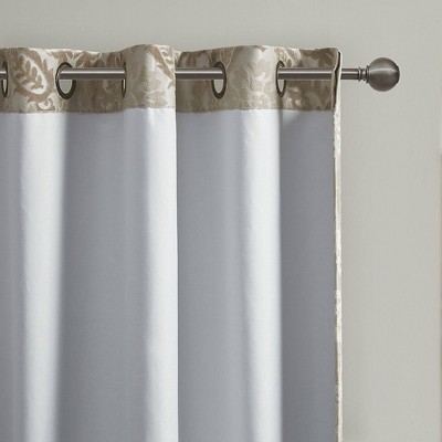 Champagne Jacquard Paisley Blackout Grommet Window Panel, 50" x 95"