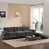 104" Tufted Chenille Upholstery L-Shaped Sectional Sofa with Pull-Out Armrest, Dual USB Ports, Cup Holder, Storage Ottoman, Side Pockets, - 4 of 4