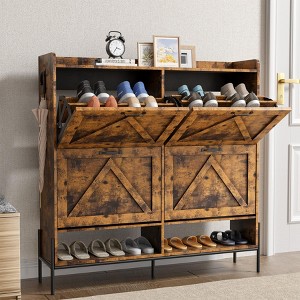 Garvee Shoe Cabinet with 4 Flip Drawer,Freestanding Shoe Storage Cabinet Organizer for Entryway,Dry & Wet Separation Shoe Organizer with Metal Legs - 1 of 4