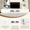 V Stand with Fluted Glass Doors, Elegant and Functional Media Console for TVs Up to 95'', Tempered Glass Shelf TV Cabinet with Multiple Storage - 3 of 4