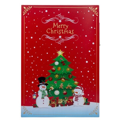 13-inch Red and White Wooden Christmas Countdown Calendar with LED Lights