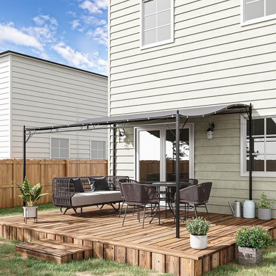 Gray 13' x 10' Steel Outdoor Pergola with Weather-Resistant Canopy